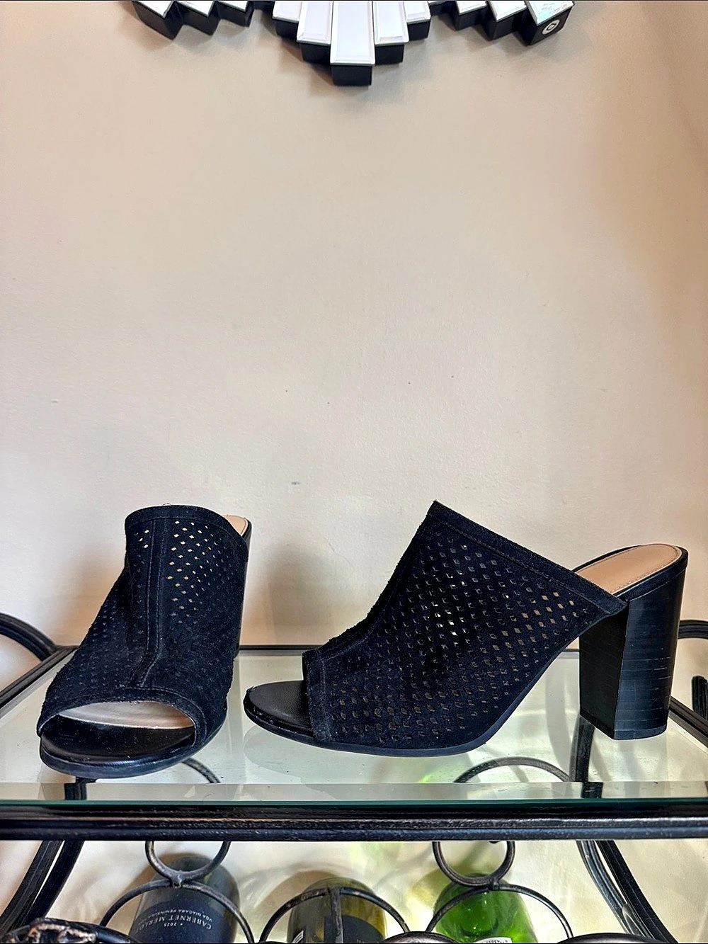 Circus by Sam Edelman Black Perforated Peep Toe Heels